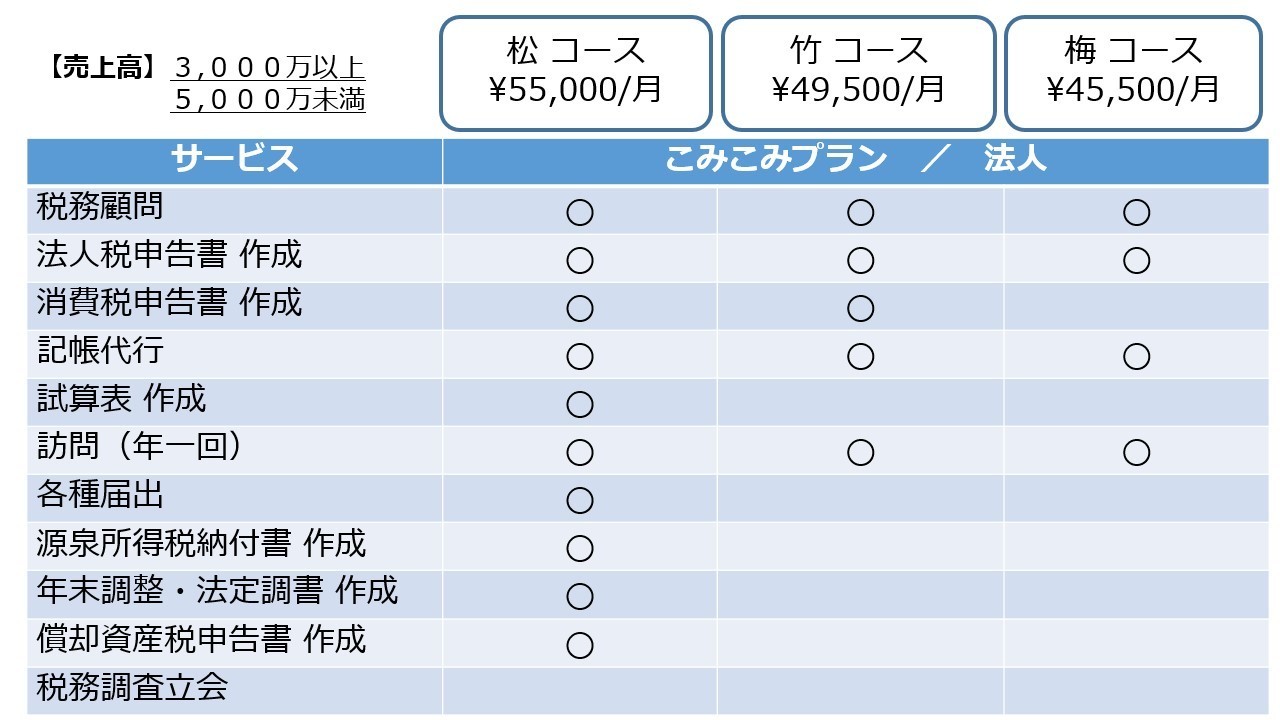 標準料金プラン法人の料金表